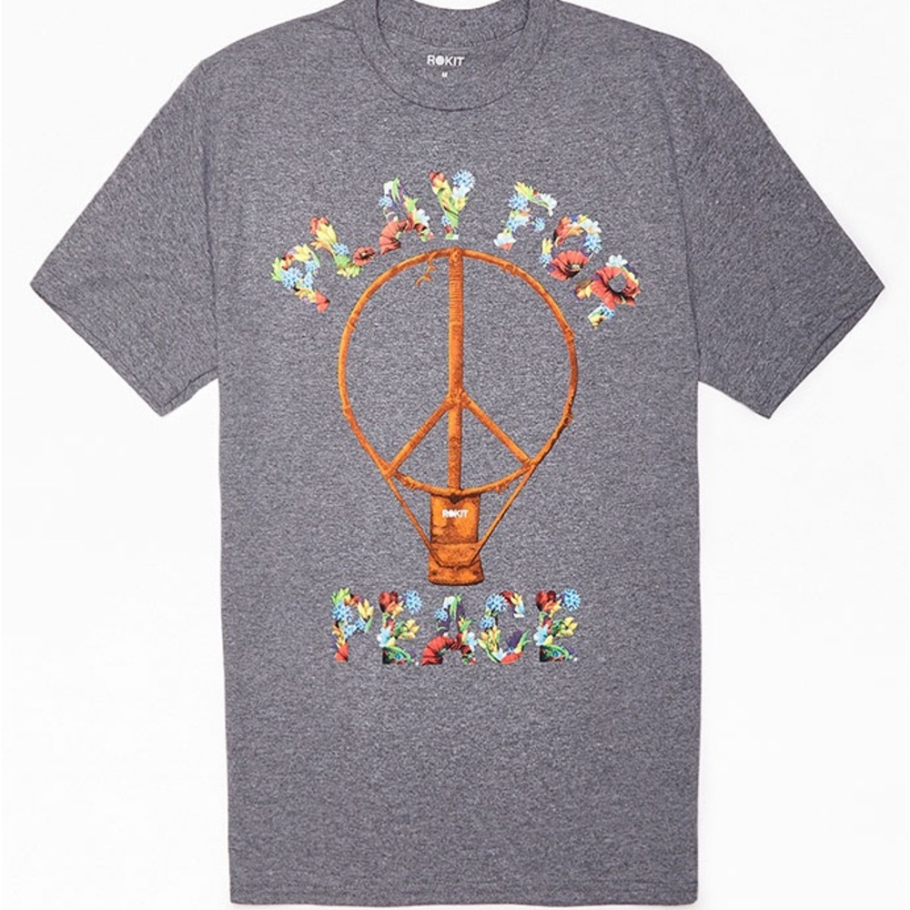 NWT Rokit Play for Peace gray tshirt